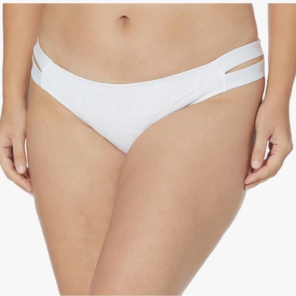 NWT Cole of California Bikini Bottom Large White Double Tab Side Bikini Swim